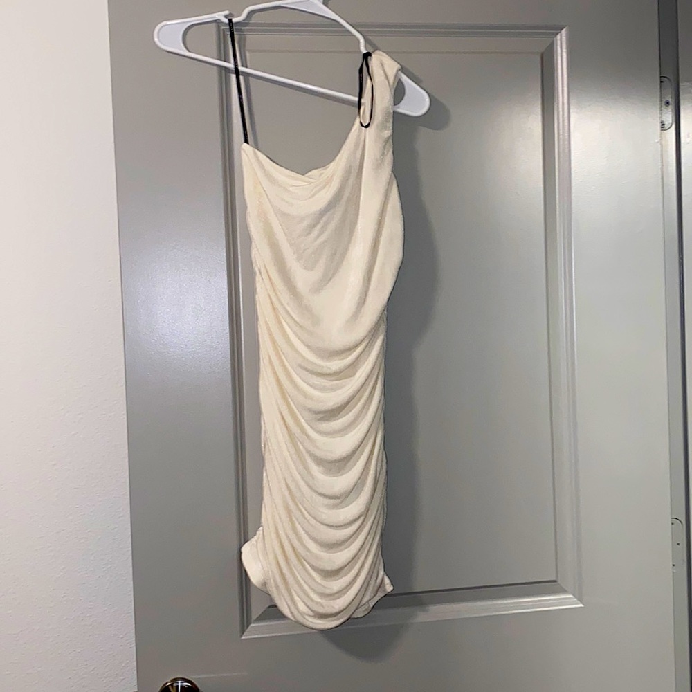 Forever 21 one shoulder off white mini dress